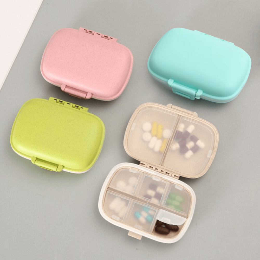 Medicine Organizer, 8 Compartments, Portable, Compact Size, 11x7cm, Plastic