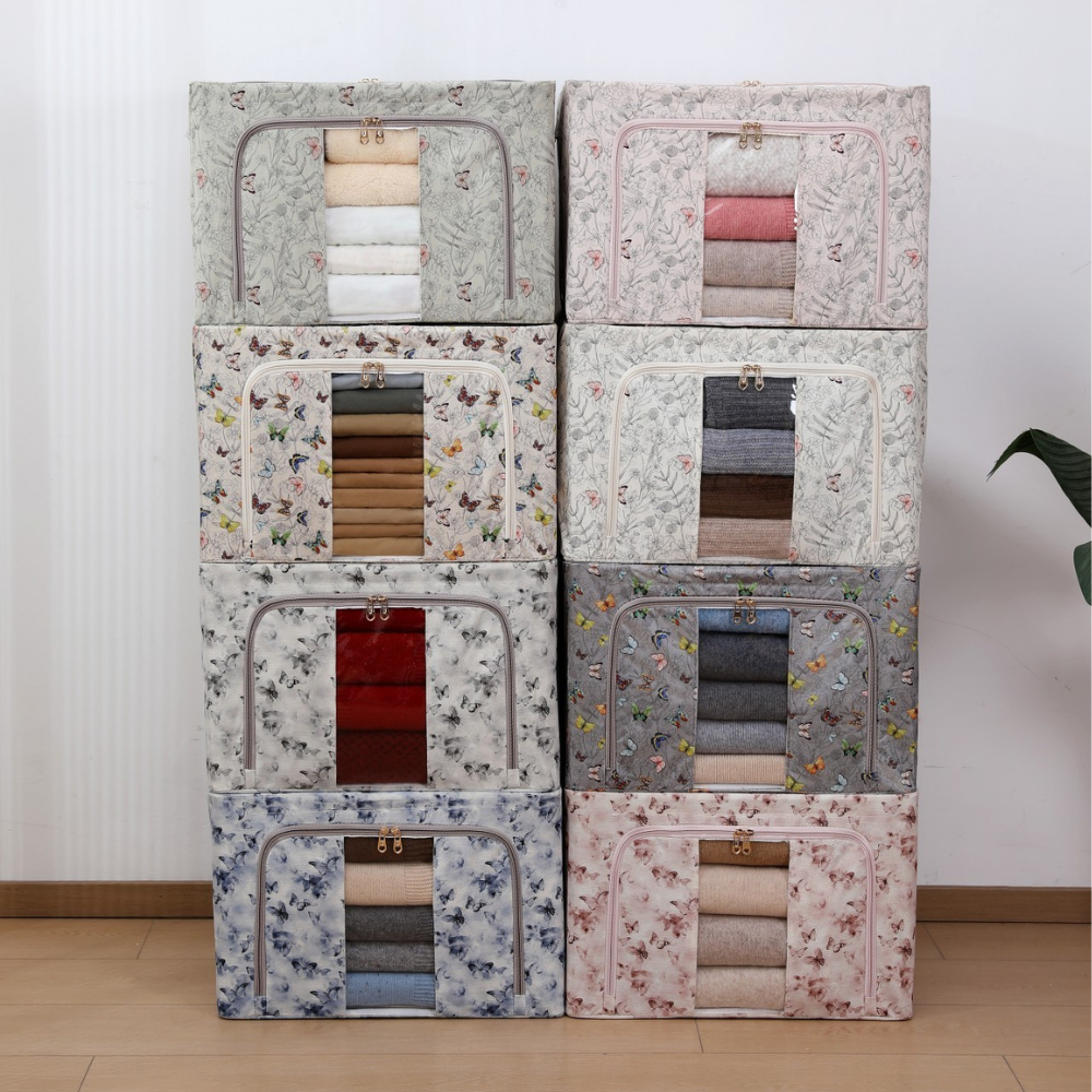 Cutie de Depozitare, Pliabil, Capacitate 66L, Material Textil, cu Fermoar, Modele Diferite