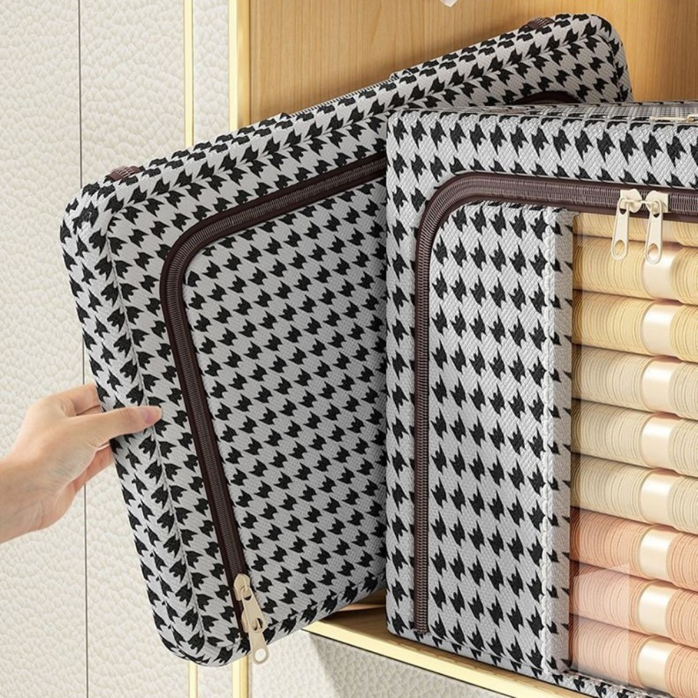 Cutie de Depozitare, Model Zebra, Pliabil, Capacitate 24L-100L, Material Textil, cu Fermoar