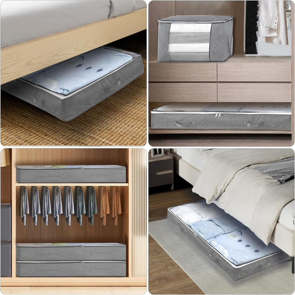 Cutie Depozitare Haine, Paturi, Model Orizontal, Inchidere cu Fermoar, Lavabila