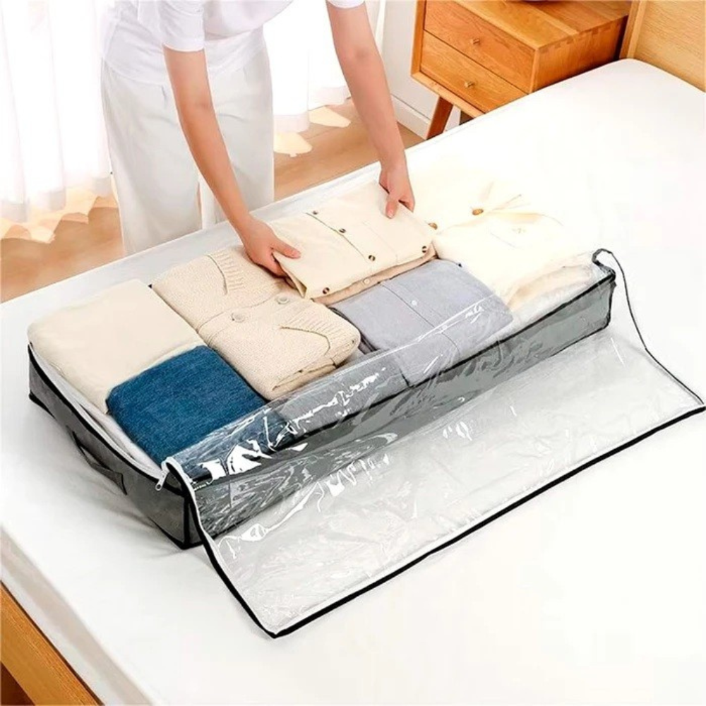 Cutie Depozitare Haine, Paturi, Model Orizontal, Inchidere cu Fermoar, Lavabila