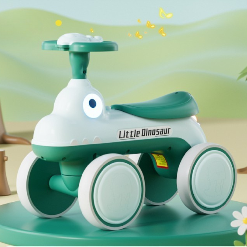 Bicicleta pentru Copii, Fara Pedale, 4 Roti, cu Muzica si Lumini, din Plastic Rezistent