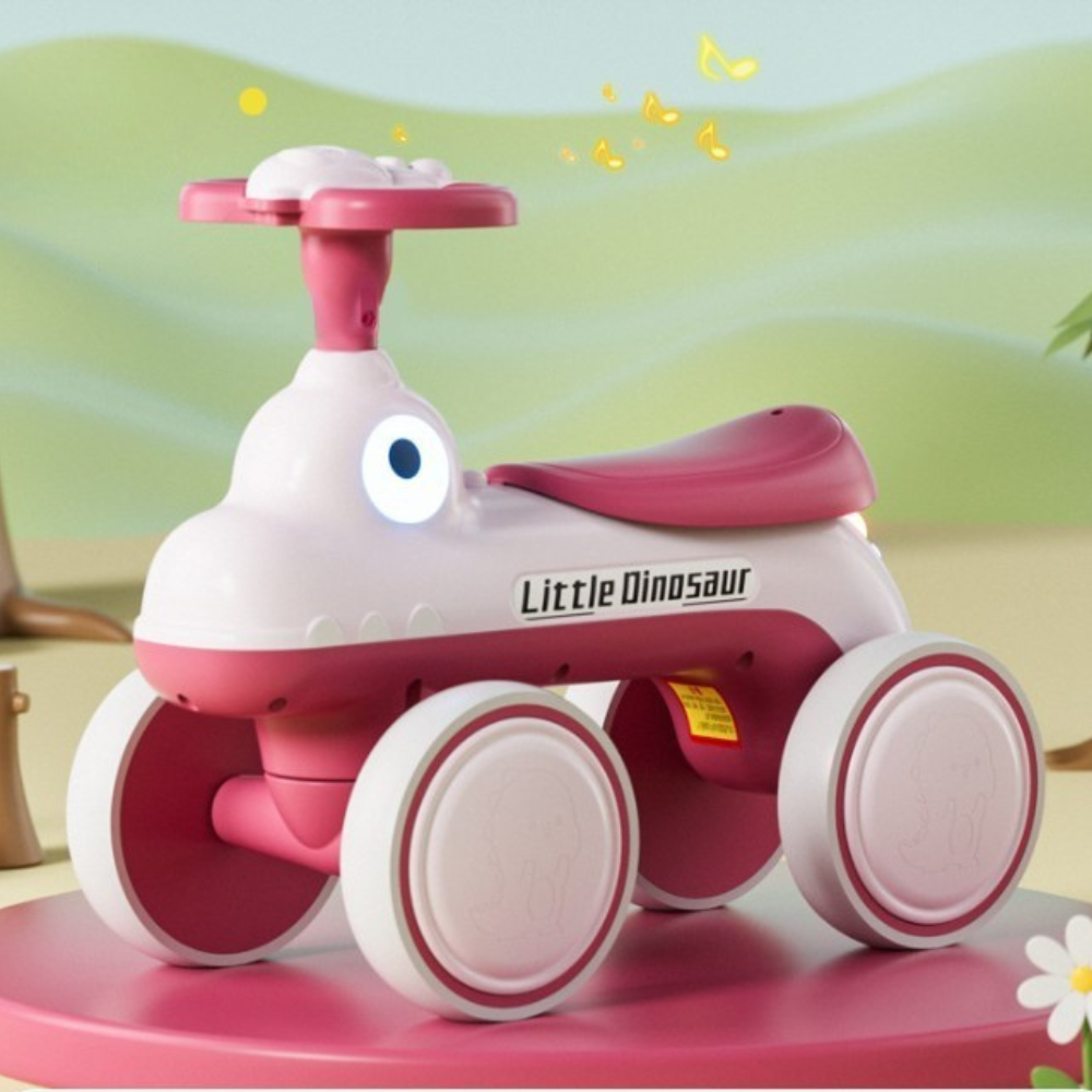 Bicicleta pentru Copii, Fara Pedale, 4 Roti, cu Muzica si Lumini, din Plastic Rezistent