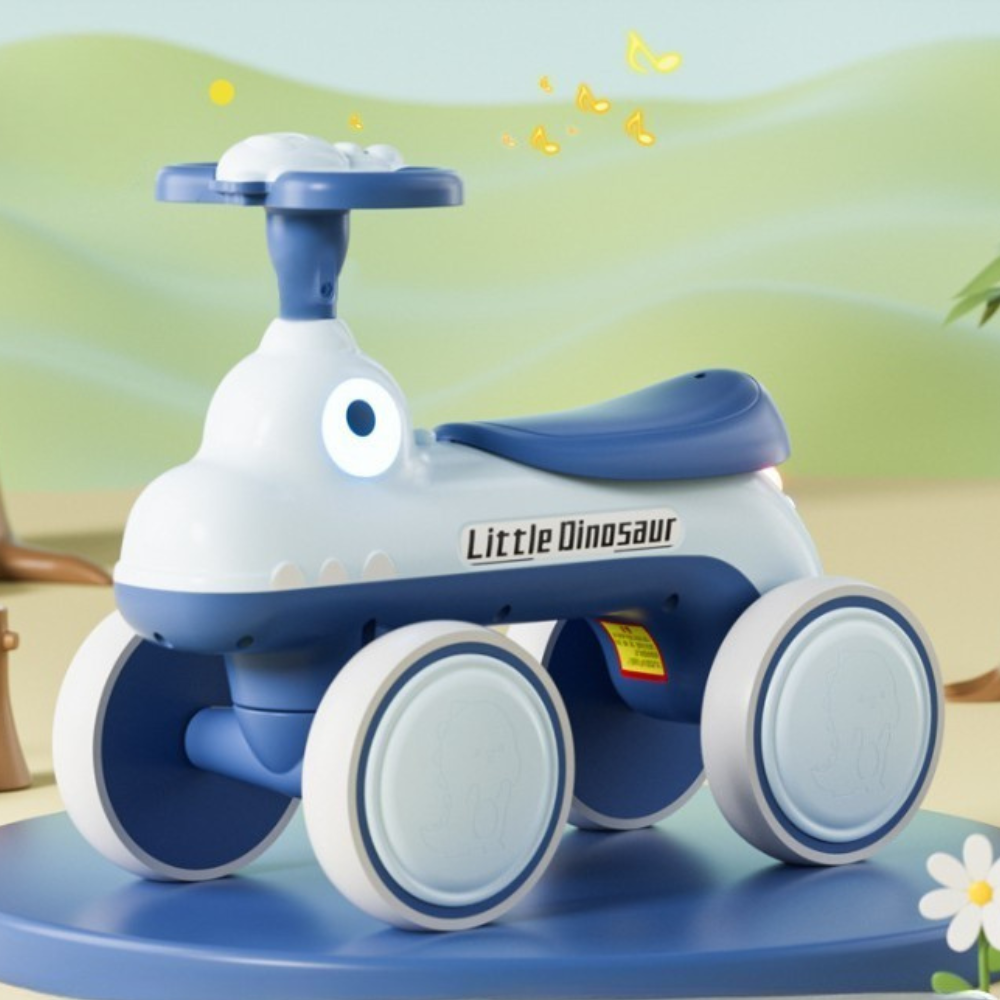 Bicicleta pentru Copii, Fara Pedale, 4 Roti, cu Muzica si Lumini, din Plastic Rezistent