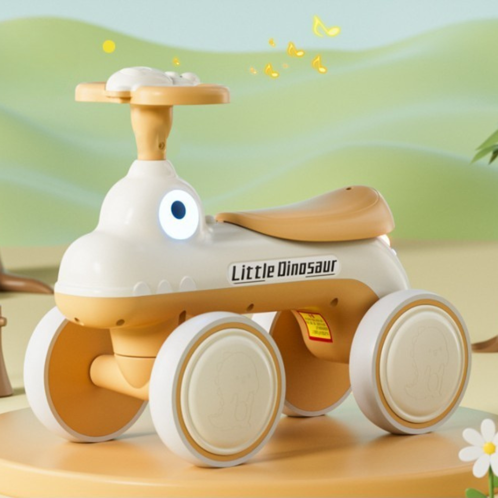 Bicicleta pentru Copii, Fara Pedale, 4 Roti, cu Muzica si Lumini, din Plastic Rezistent