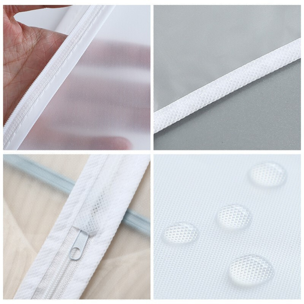Clothes Storage Bag, with Zipper, Dust Protection, 4 Sizes, Transparent-White