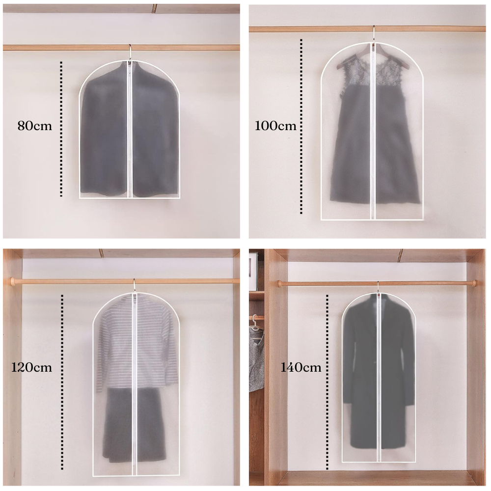 Clothes Storage Bag, with Zipper, Dust Protection, 4 Sizes, Transparent-White