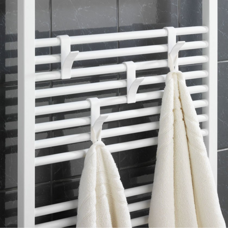 Комплект куки за радиатор, закачалка за кърпи и дрехи, практичен дизайн, пестящ място, бял