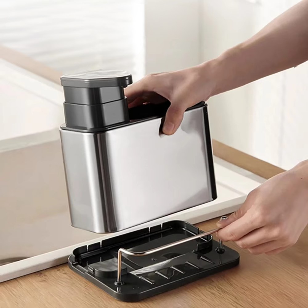 Dispenser Sapun 3in1, Compartiment Ustensile, Suport Burete, pentru Bucatarie