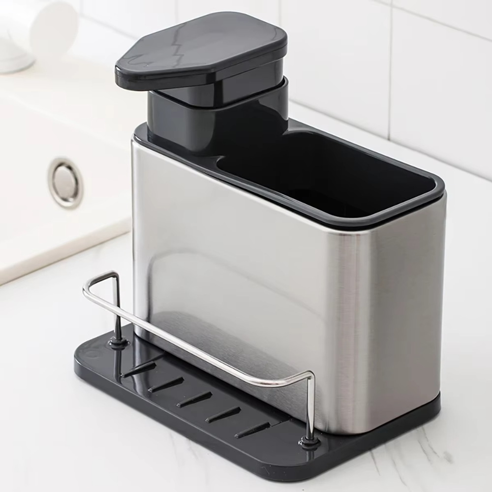 Dispenser Sapun 3in1, Compartiment Ustensile, Suport Burete, pentru Bucatarie