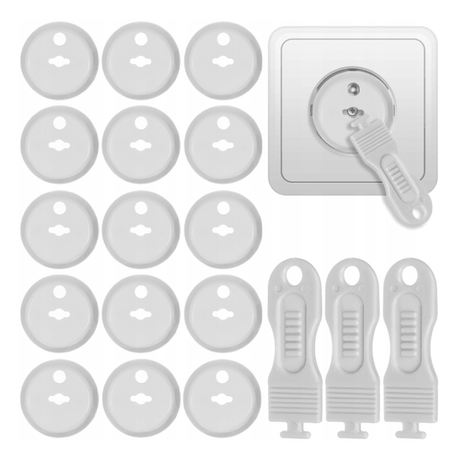 Set 15 Sigurante Priza, Siguranta Bebelusi si Copii, Reutilizabile, Durabile, Montare Usoara, Negru