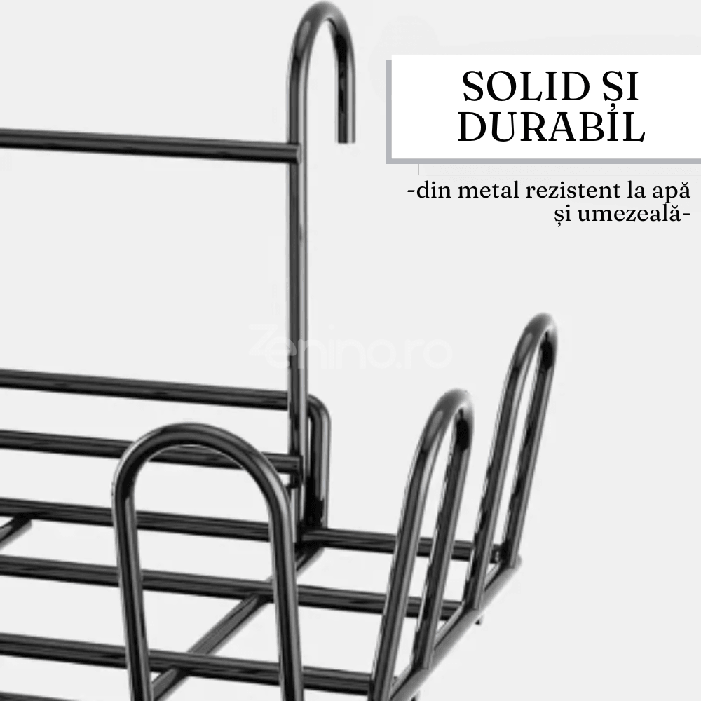 Clothes Drying Rack, 8 Shoe Spaces, with Hangers, Compact Model, Metal, Black