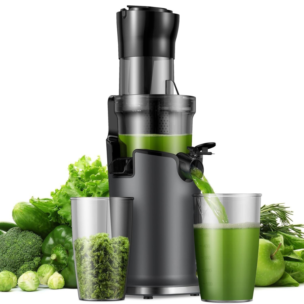 Cold Press Juicer, Fruit and Vegetable, 200W, Silent Motor, Steel Blades,