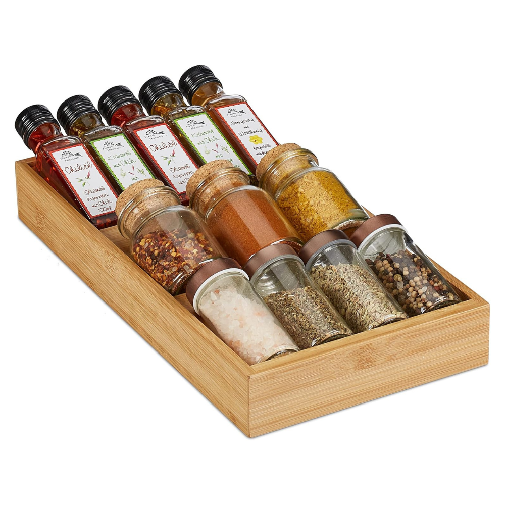 Spice Rack, Drawer, 3 Tiers, Bamboo