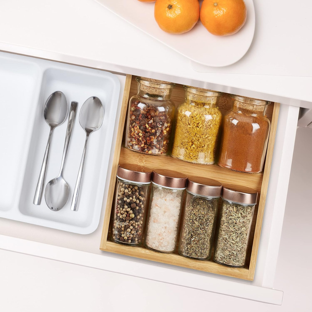Spice Rack, Drawer, 3 Tiers, Bamboo