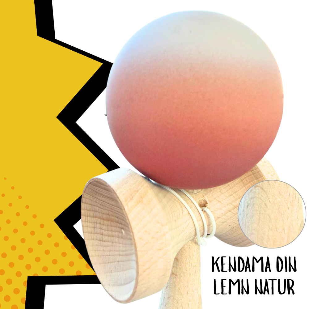 Kendama X Original + Husa Breloc Cadou, Rubber Grip, 18cm, Lemn, Joc Interactiv, Copii si Adulti