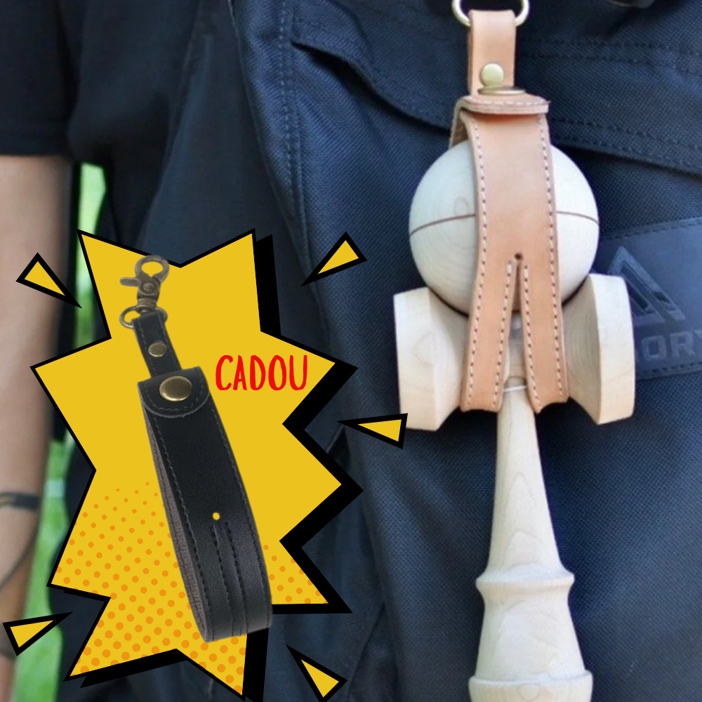 Kendama X Original + Husa Breloc Cadou, Rubber Grip, 18cm, Lemn, Joc Interactiv, Copii si Adulti