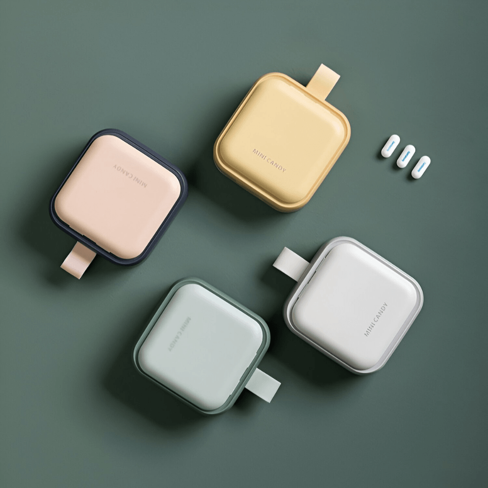 Mini Medicine Box, Efficient Organization, 4 Compartments, Airtight Closure, Portable