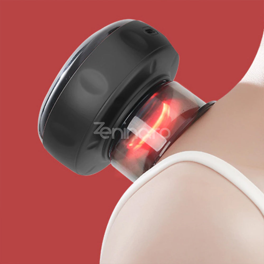 Electric Massage Cup, Anti-Cellulite, 12 Levels, Infrared Heating, Therapeutic, Black