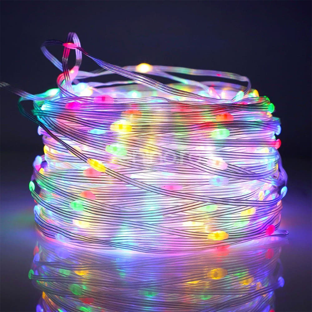 Instalatie de Craciun, Liniara, Becuri LED, Multicolor, 8 Jocuri de Lumini, Fir Transparent, 220V, Controler