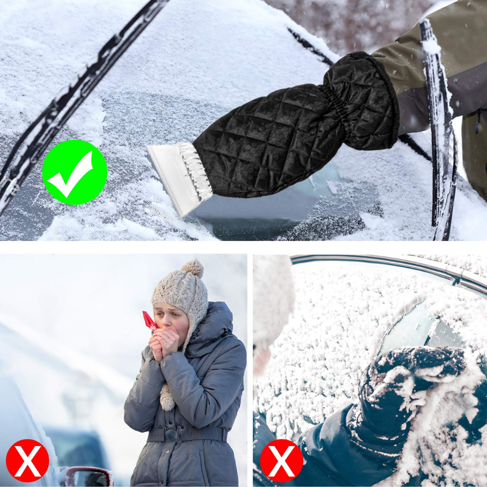Snow Scraper and Glove Set, Waterproof Material, Padded