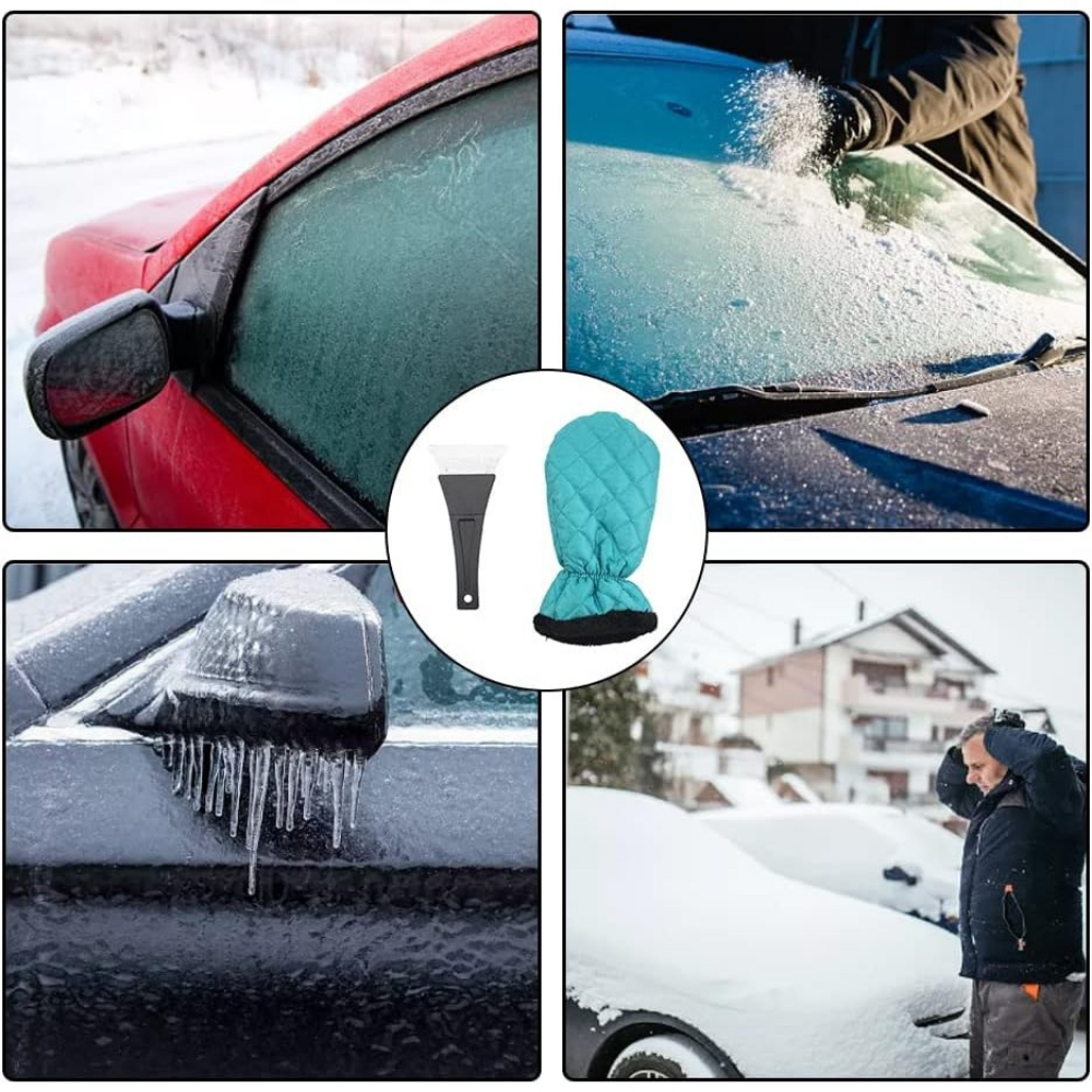 Snow Scraper and Glove Set, Waterproof Material, Padded