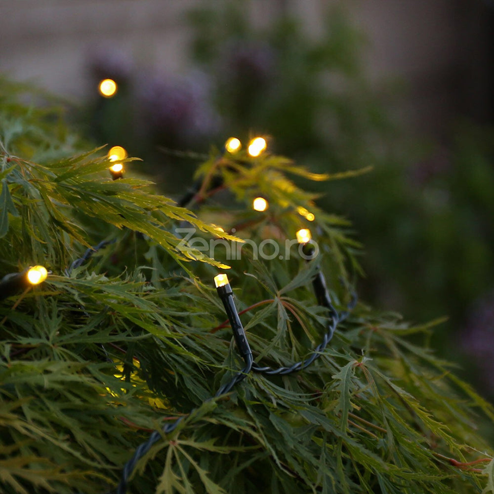 Instalatie de Craciun, Liniara, Becuri LED, Multicolor, 8 Jocuri de Lumini, Fir Negru, 220V, Controler