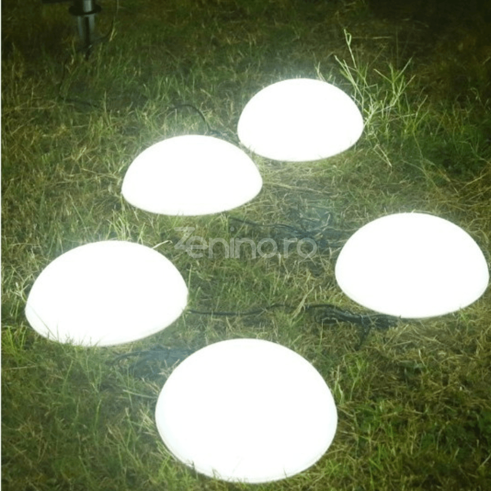 Set of 5 Solar Lamps, Mushroom Model, 1200mAh, with Solar Panel, Ground Mounting, 15x16cm, Warm/Cold White Light