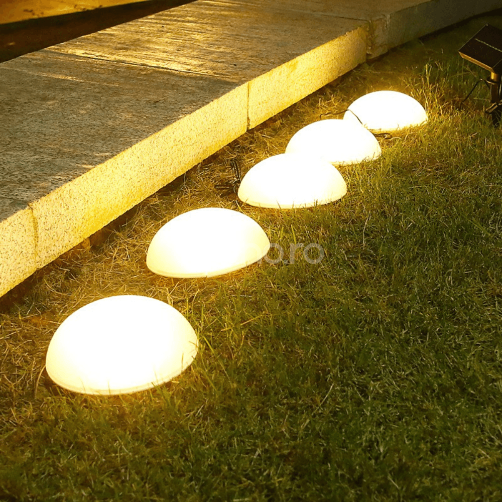 Set of 5 Solar Lamps, Mushroom Model, 1200mAh, with Solar Panel, Ground Mounting, 15x16cm, Warm/Cold White Light