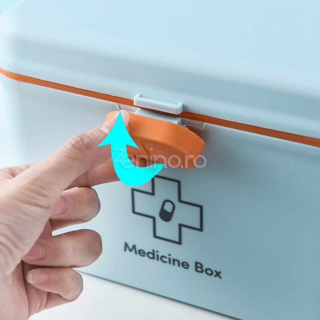 Medicine Organizer, Removable Compartment, Portable, Secure Closure, 21x15x15.5cm, White, Pink, Blue