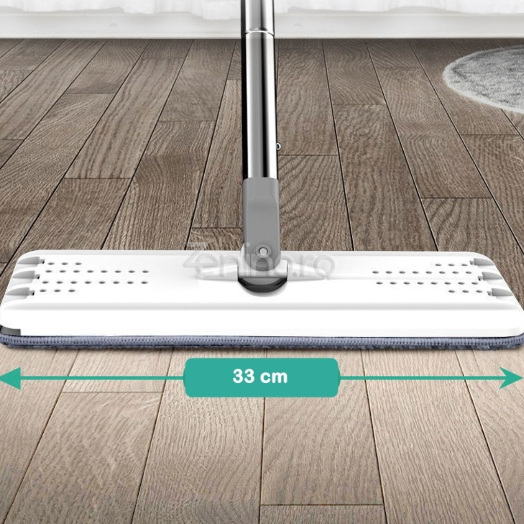 Комплект от микрофибърен моп и кофа, бързо попиване, почистване на зъби, 4 пълнителя, ефикасно почистване, 5,7 л, бял