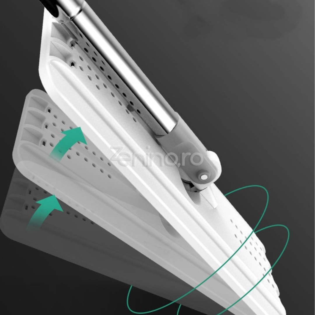 Комплект от микрофибърен моп и кофа, бързо попиване, почистване на зъби, 4 пълнителя, ефикасно почистване, 5,7 л, бял