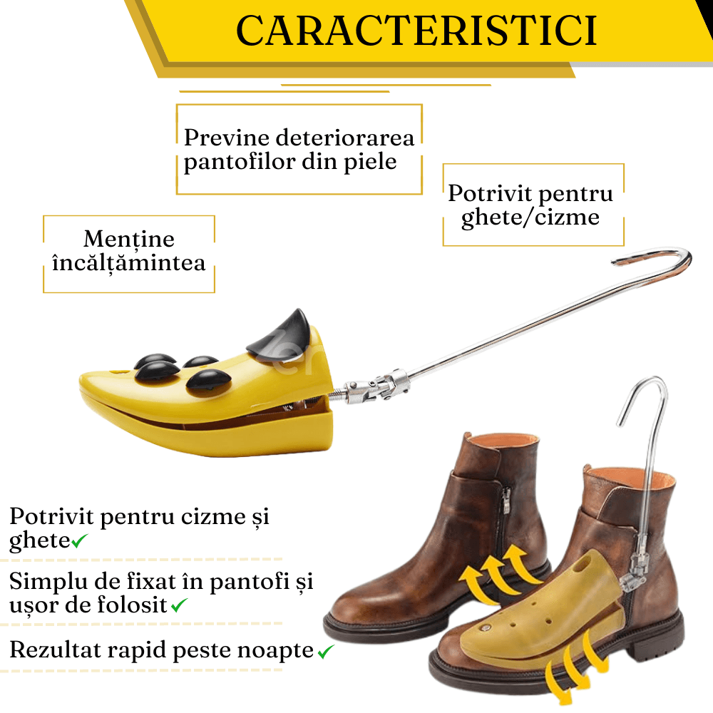 Boot/Shoe Holder, Adjustable Rod, Accessories Included, Premium ABS, Universal, Yellow