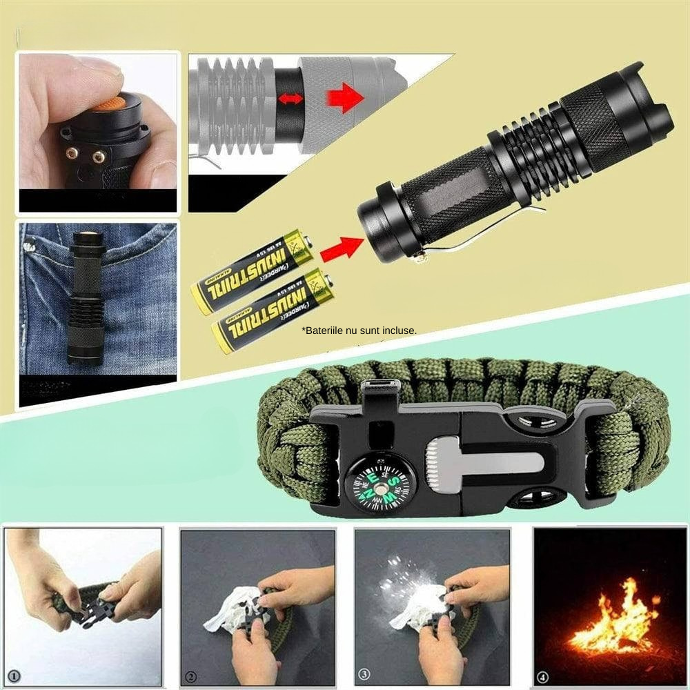 Kit Supravietuire, Multifunctional, Bete Fosforescente, Lanterna