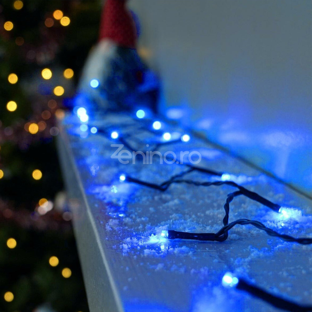 Instalatie de Craciun, Liniara, Becuri LED, Multicolor, 8 Jocuri de Lumini, Fir Negru, 220V, Controler