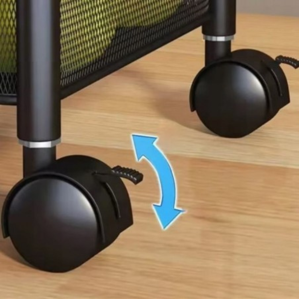 Storage Cart, 5-Tier Rotating, Metal, with Wheels, 90.5cm