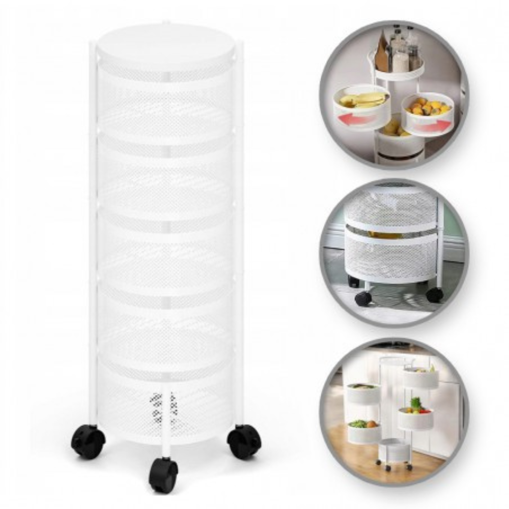 Storage Cart, 5-Tier Rotating, Metal, with Wheels, 90.5cm