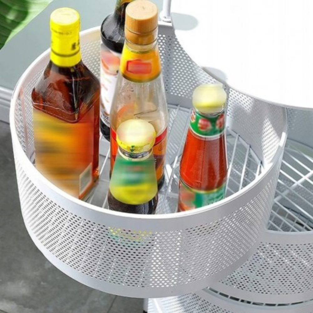 Storage Cart, 5-Tier Rotating, Metal, with Wheels, 90.5cm