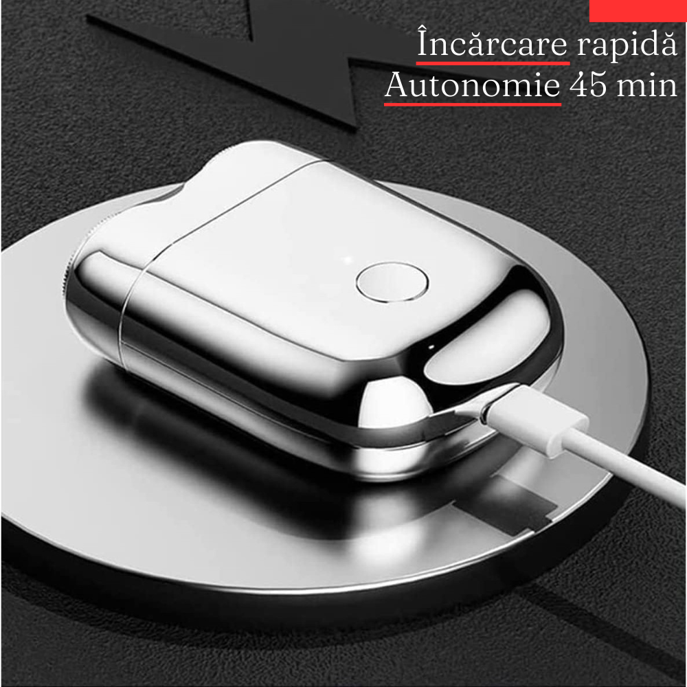 Mini Aparat de Ras, Taiere Precisa, Lame Otel, 3W, Incarcare Type-C, Autonomie 45min.