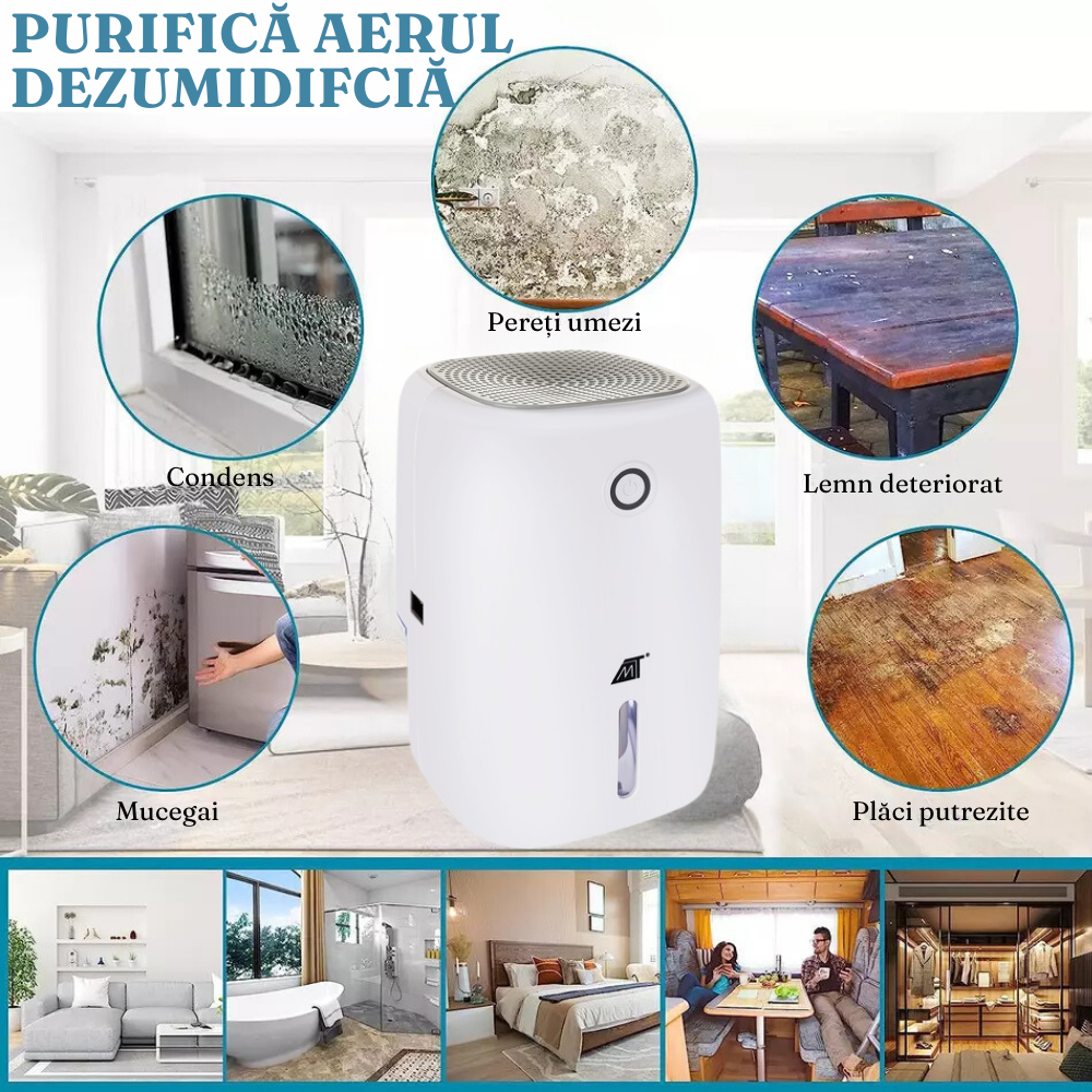 Електрически влагоабсорбатор, против мухъл, ниска консумация на енергия, 330 мл/24 ч, безшумен, резервоар 0,8 л, 22 W