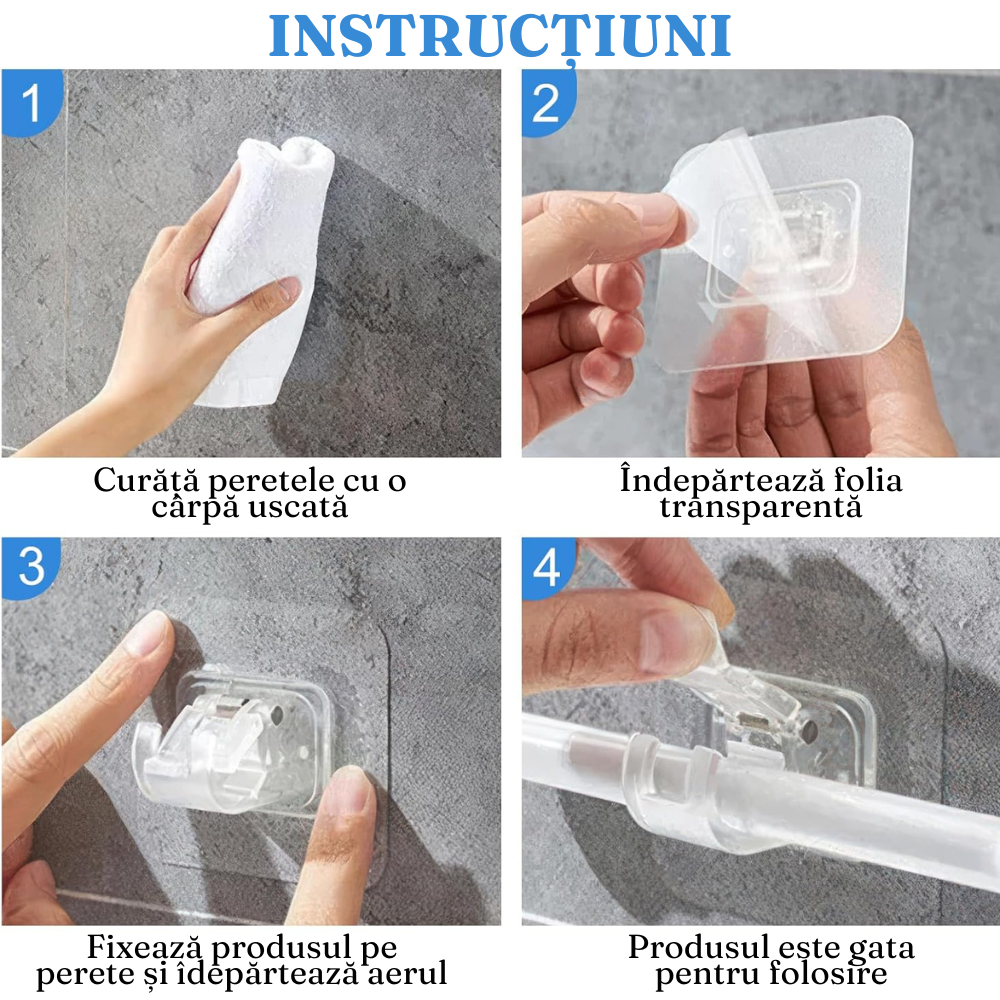 Set 2 Carlige Adezive, Rezistente la Apa, Transparente, Max 5kg., 6cm
