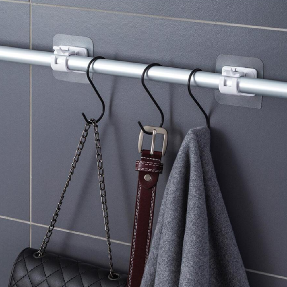 Adhesive Hooks Set, Waterproof, Transparent, Max 5kg., 6cm