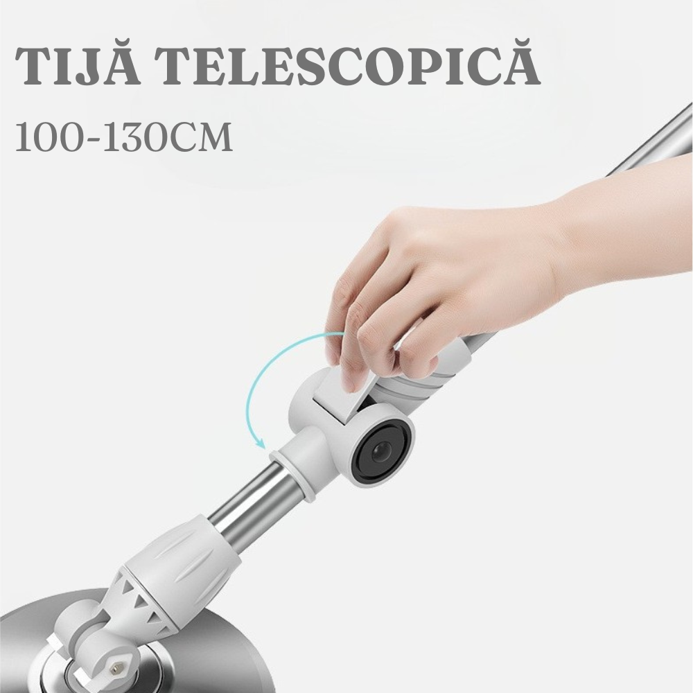 Rotary Mop and Bucket Set, Pedal Spinner, Telescopic Pole, 2 Microfiber Heads, 130cm, Green