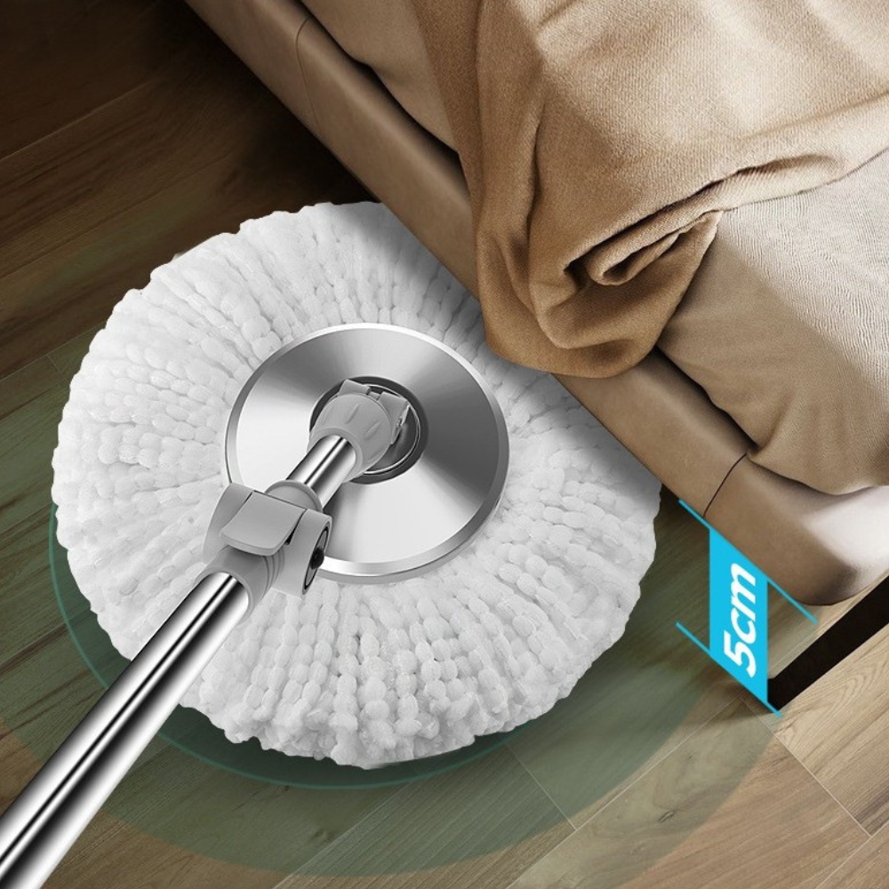 Rotary Mop and Bucket Set, Pedal Spinner, Telescopic Pole, 2 Microfiber Heads, 130cm, Green