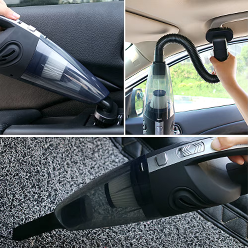 Portable Car Vacuum Cleaner, 120W, Hepa Filter, 2500mAh, Accessories Included, Black