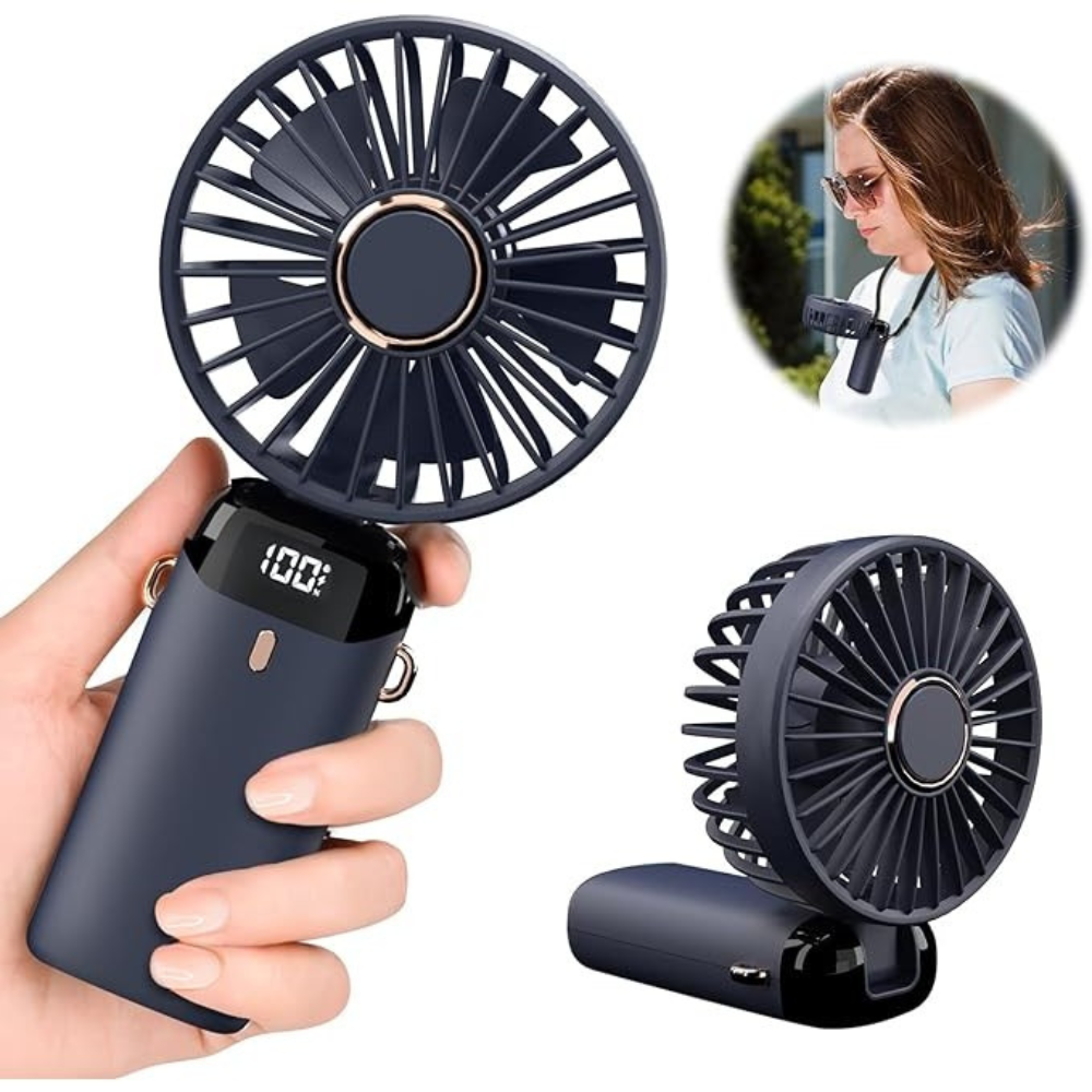 Mini Ventilator Portabil, 5 Viteze, Autonomie 12h, Model Pliabil, Incarcare USB