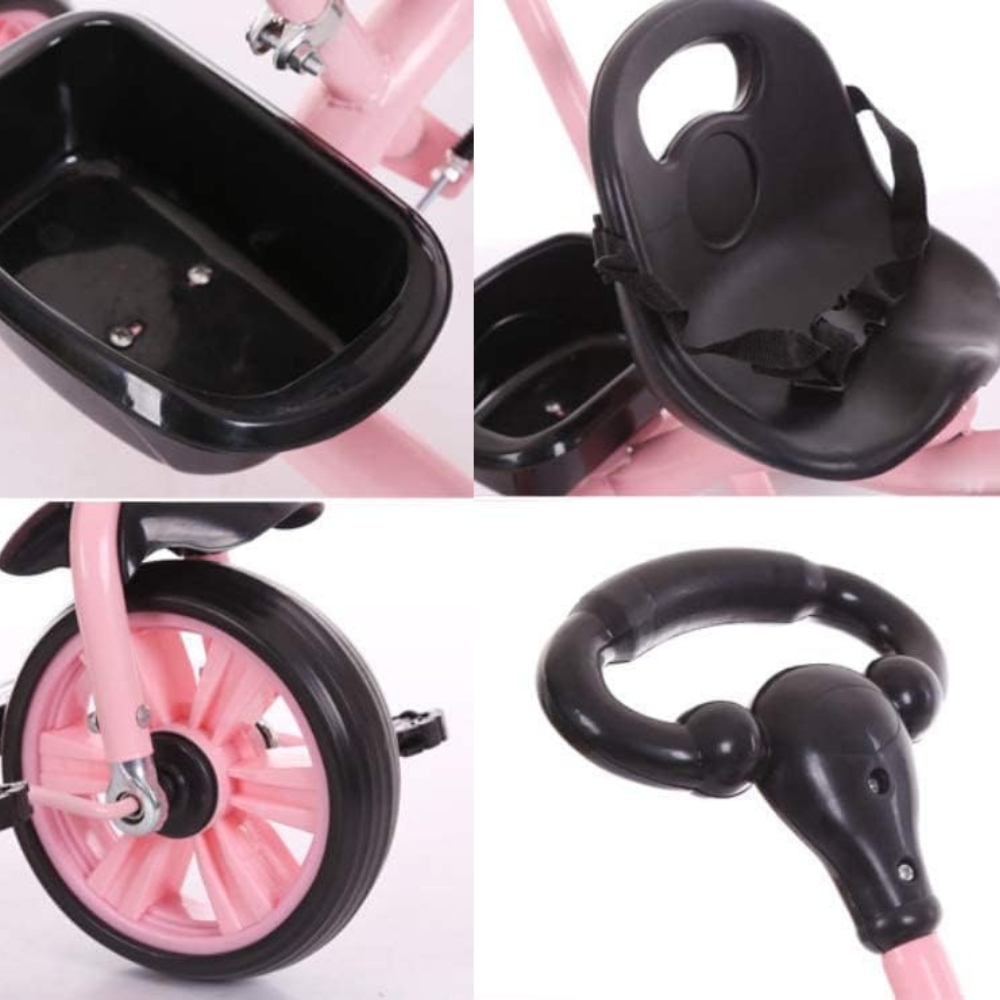 Tricicleta pentru Copii, Ghidon cu Cos Depozitare, Maner Impingere, 1-5 Ani