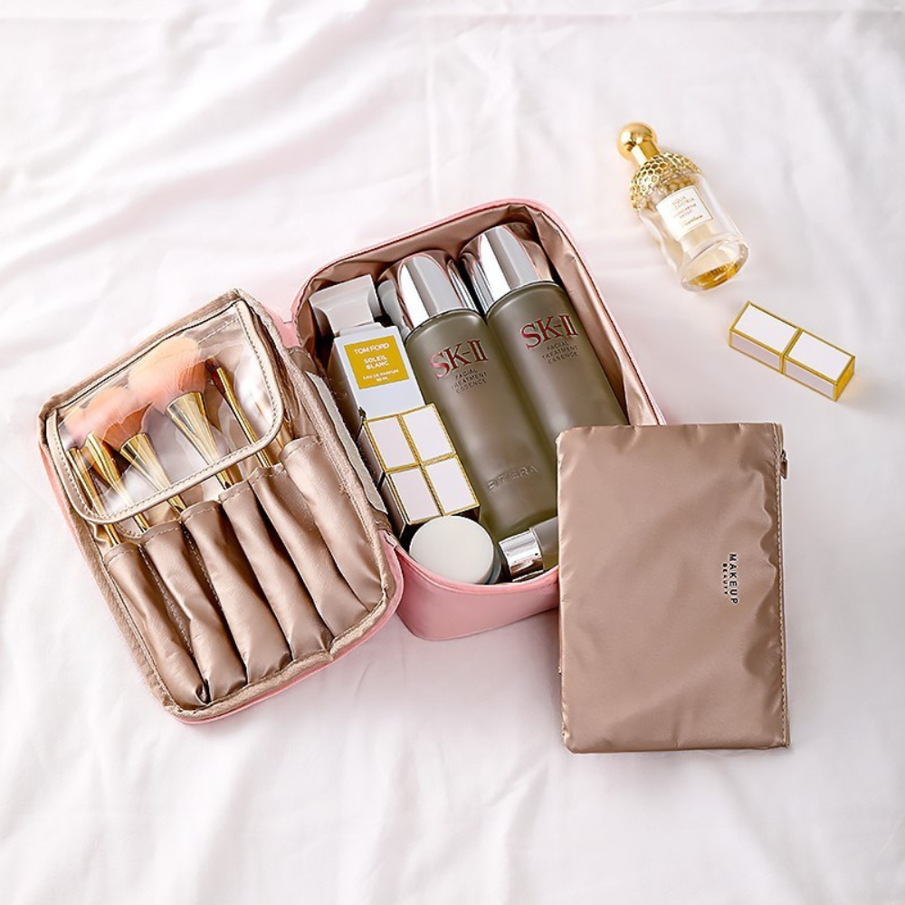 Geanta Organizare Cosmetice 2in1, Portfard Inclus, Impermeabil, pentru Calatorii