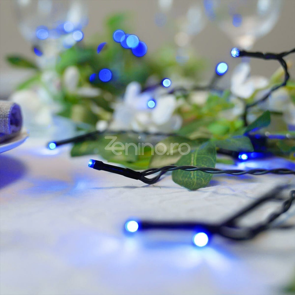 Instalatie de Craciun, Liniara, Becuri LED, Multicolor, 8 Jocuri de Lumini, Fir Negru, 220V, Controler