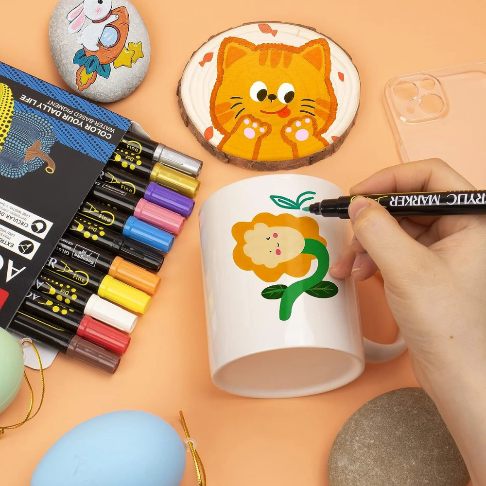 Комплект акрилни маркери, двоен връх 1-5 мм, 24-36 интензивни цвята, за различни повърхности